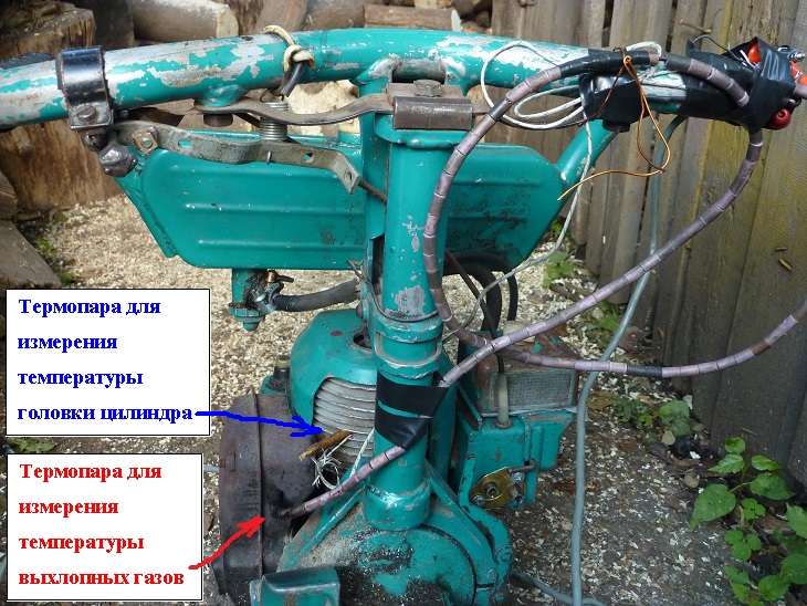 Крепление термопар на бензопиле Урал - крупным планом